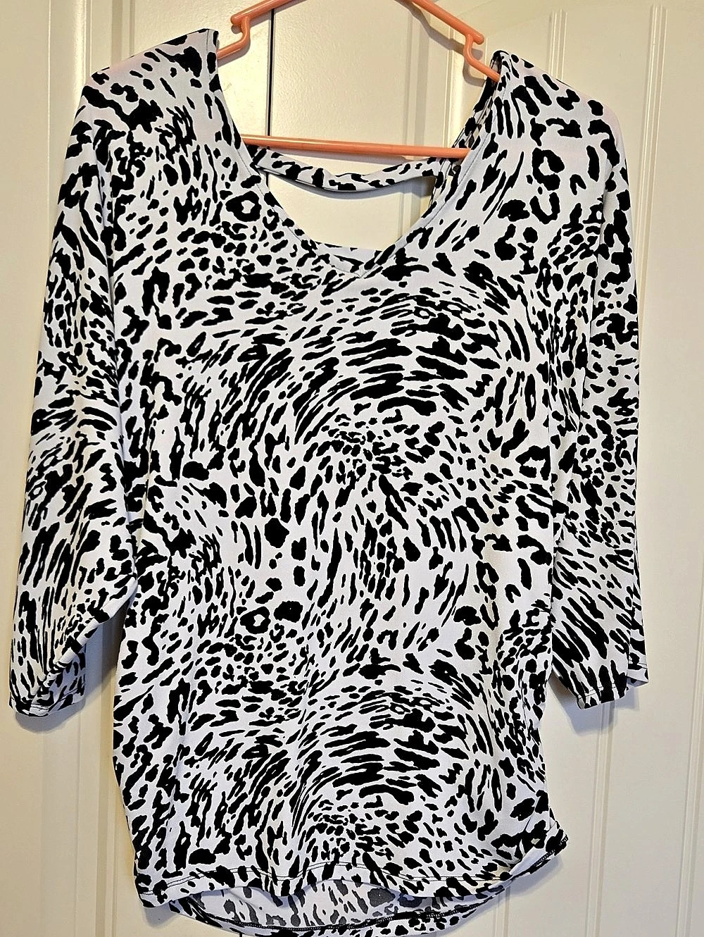 Cato Animal Print Blouse in White & Black